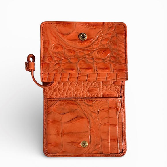 BRAHMIN Jane Mine Bifold Wallet Croco Leather Mandarin Orange - Picture 3 of 4